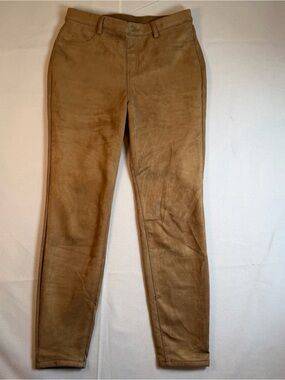 Time & Tru Women’s szM (8-10) Slim Fit Faux Suede Dark Tan Pants - Stretch